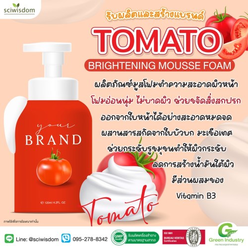 โทเมโท ไบรเทนนิ่ง มูส โฟม ( Tomato Brightening Mousse Foam) 100g. A M